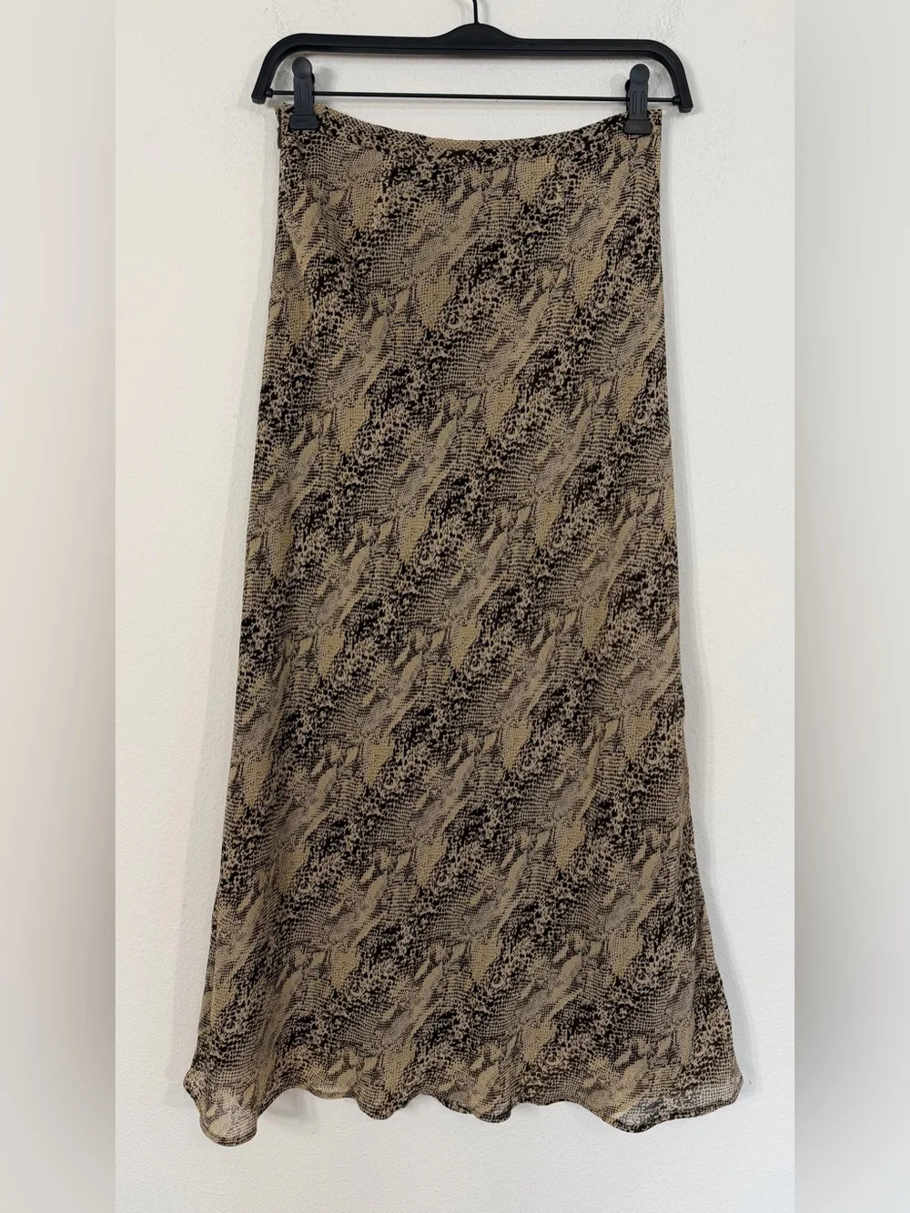 Vintage Ann Taylor Silk Two Piece Skirt Set Brown Snakeskin Cami Midi Size 2/4 - Picture 16 of 16